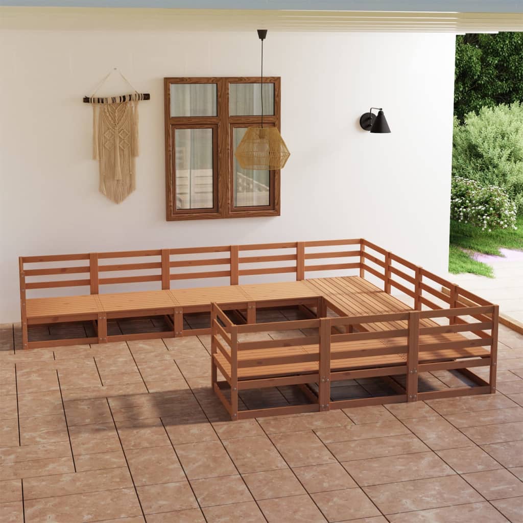 10 pcs conjunto lounge de jardim pinho maciço - Leva - Me - Contigo