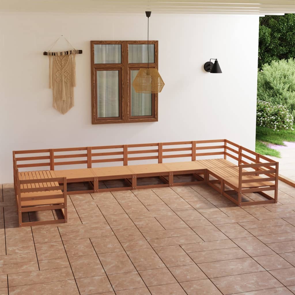 10 pcs conjunto lounge de jardim pinho maciço - Leva - Me - Contigo