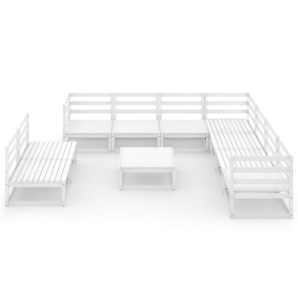 10 pcs conjunto lounge de jardim pinho sólido branco - Leva - Me - Contigo