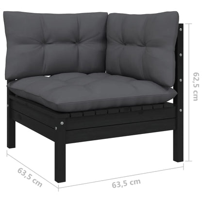 10 pcs conjunto lounge jardim c/ almofadões pinho maciço preto - Leva - Me - Contigo