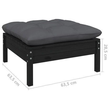 10 pcs conjunto lounge jardim c/ almofadões pinho maciço preto - Leva - Me - Contigo