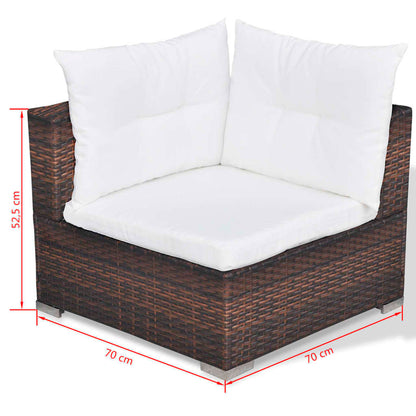 10 pcs conjunto lounge jardim c/ almofadões vime PE castanho - Leva - Me - Contigo