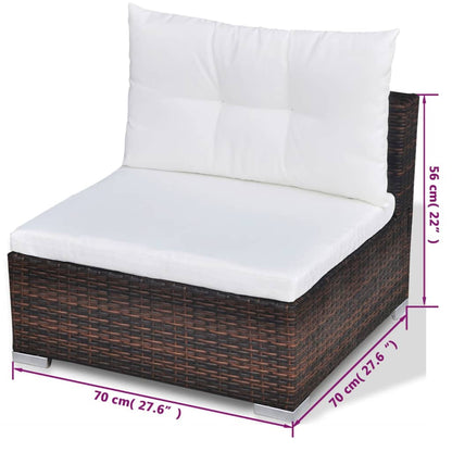 10 pcs conjunto lounge jardim c/ almofadões vime PE castanho - Leva - Me - Contigo