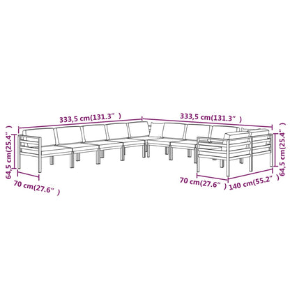 10 pcs conjunto lounge jardim com almofadões alumínio antracite - Leva - Me - Contigo