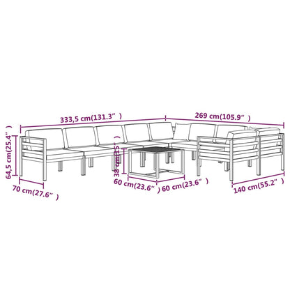 10 pcs conjunto lounge jardim com almofadões alumínio antracite - Leva - Me - Contigo