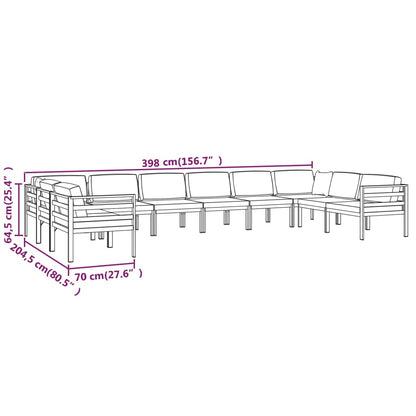 10 pcs conjunto lounge jardim com almofadões alumínio antracite - Leva - Me - Contigo