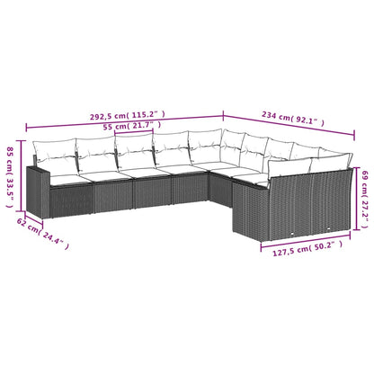 10 pcs conjunto sofás de jardim c/ almofadões vime PE cinzento - Leva - Me - Contigo