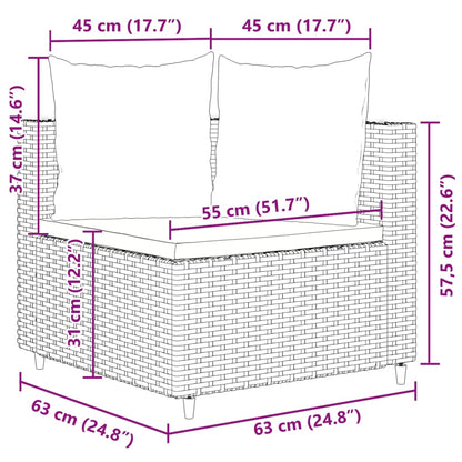 10 pcs conjunto sofás de jardim c/ almofadões vime PE cinzento - Leva - Me - Contigo