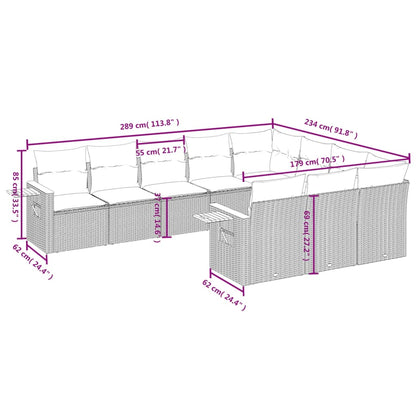 10 pcs conjunto sofás de jardim c/ almofadões vime PE cinzento - Leva - Me - Contigo