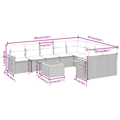 10 pcs conjunto sofás de jardim c/ almofadões vime PE cinzento - Leva - Me - Contigo