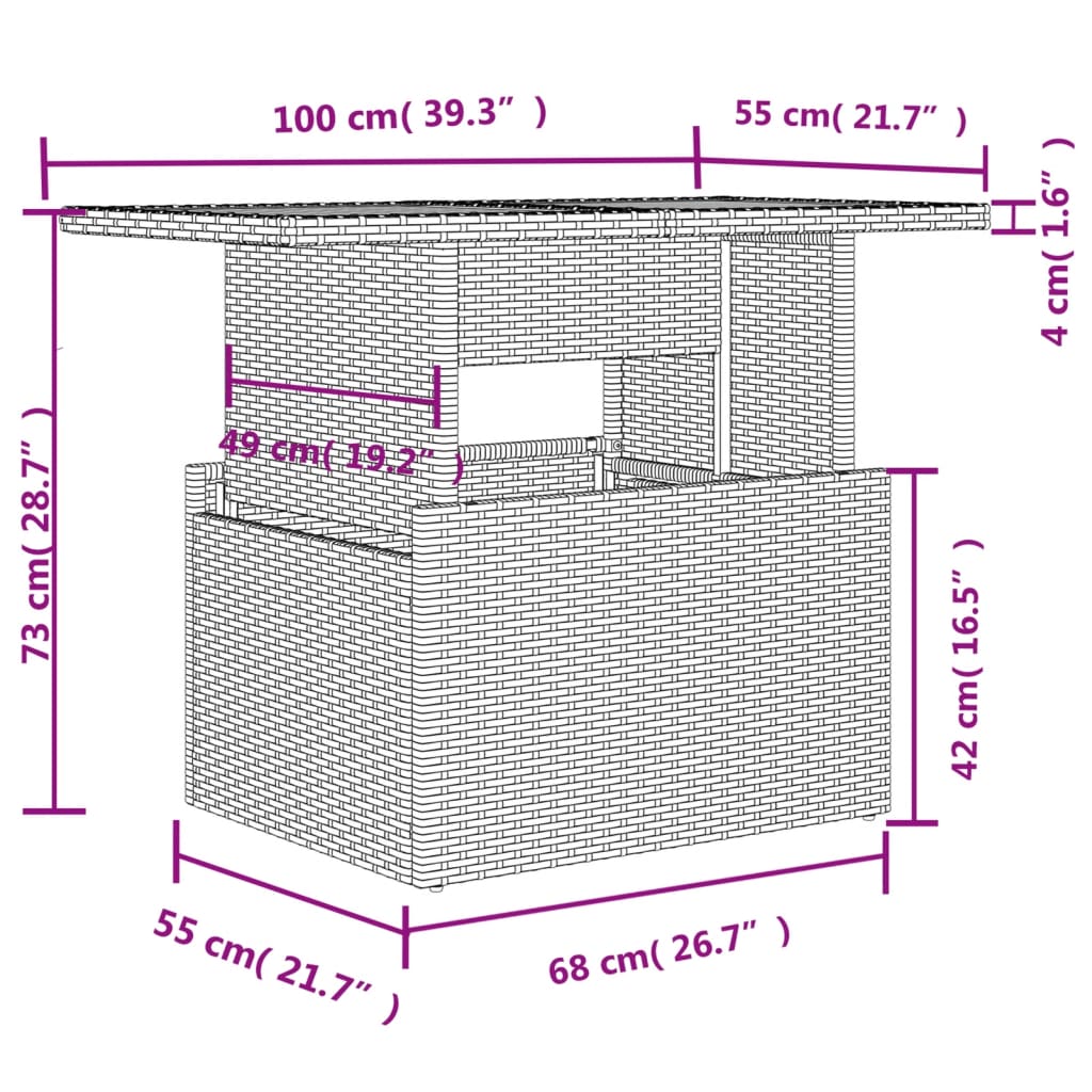 10 pcs conjunto sofás de jardim c/ almofadões vime PE cinzento - Leva - Me - Contigo