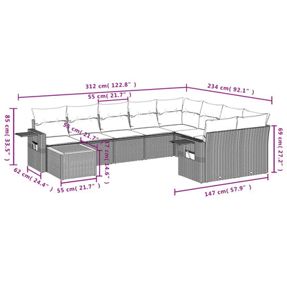 10 pcs conjunto sofás de jardim c/ almofadões vime PE preto - Leva - Me - Contigo