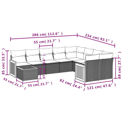 10 pcs conjunto sofás de jardim c/ almofadões vime PE preto - Leva - Me - Contigo