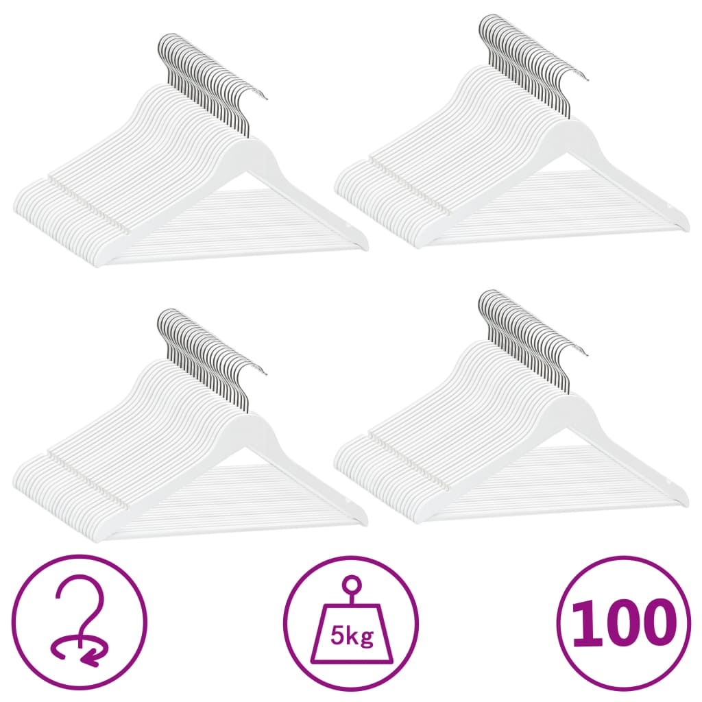 100 pcs conjunto de cabides antiderrapantes madeira branco - Leva - Me - Contigo