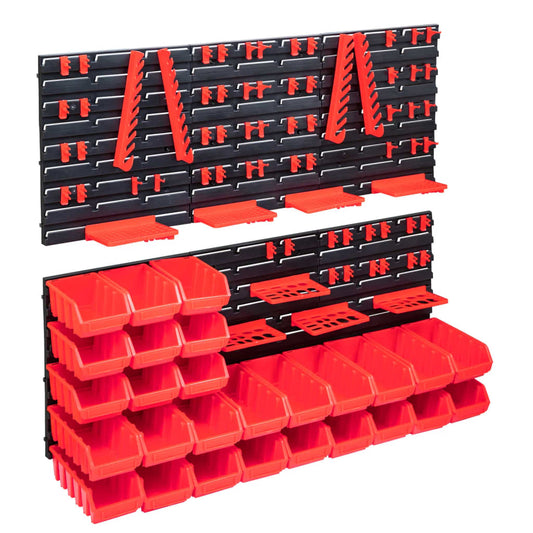 103 pcs kit caixas arrumação c/ painéis parede vermelho e preto - Leva - Me - Contigo