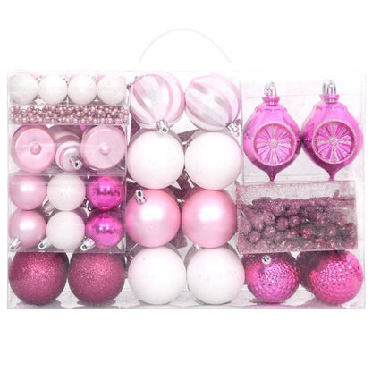 108 pcs conjunto de enfeites de Natal branco e rosa - Leva - Me - Contigo