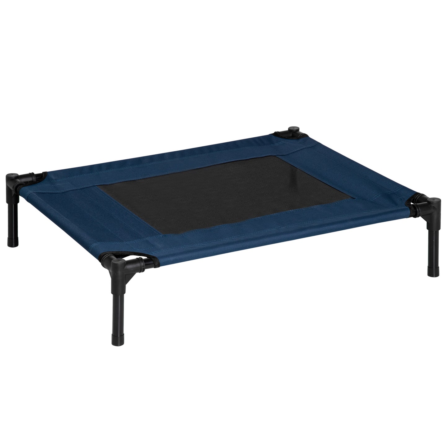 PawHut Cama para Animais de Estimação Cama Elevada para Cães Gatos com Tecido Transpirável para Dormir Exterior Jardim Terraço 76x61x18cm Azul