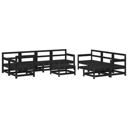 10pcs conjunto lounge jardim c/ almofadões madeira maciça preto - Leva - Me - Contigo