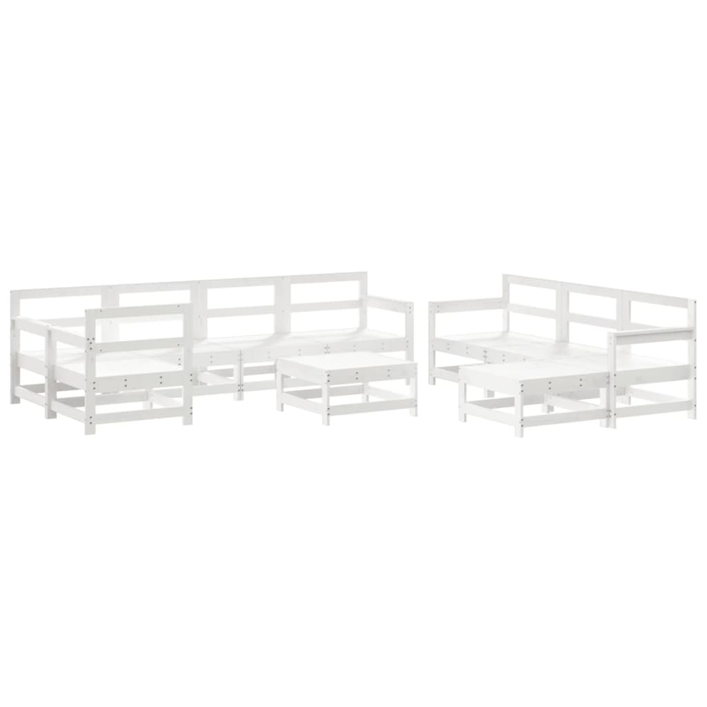 10pcs conjunto lounge jardim c/almofadões madeira maciça branco - Leva - Me - Contigo