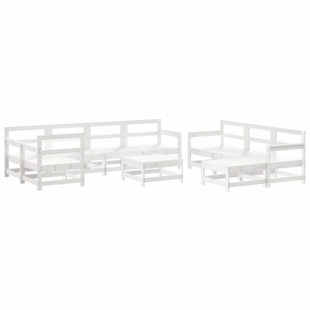 10pcs conjunto lounge jardim c/almofadões madeira maciça branco - Leva - Me - Contigo