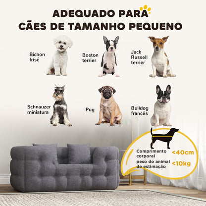 PawHut Cama para Cães Pequenos Cama para Animais de Estimação com 2 Almofadas Cama para Cães com Base Antiderrapante Capa Amovível e Lavável 70x50x30 cm Cinza