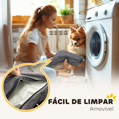 PawHut Cama para Cães Pequenos Cama para Animais de Estimação com 2 Almofadas Cama para Cães com Base Antiderrapante Capa Amovível e Lavável 70x50x30 cm Cinza