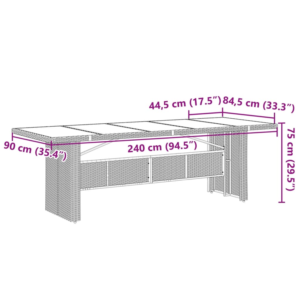 11 pcs conj. de bistrô p/ jardim c/ almofadões vime PE castanho - Leva - Me - Contigo