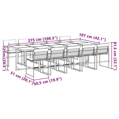 11 pcs conj. de jantar p/ jardim c/ almofadões textilene branco - Leva - Me - Contigo