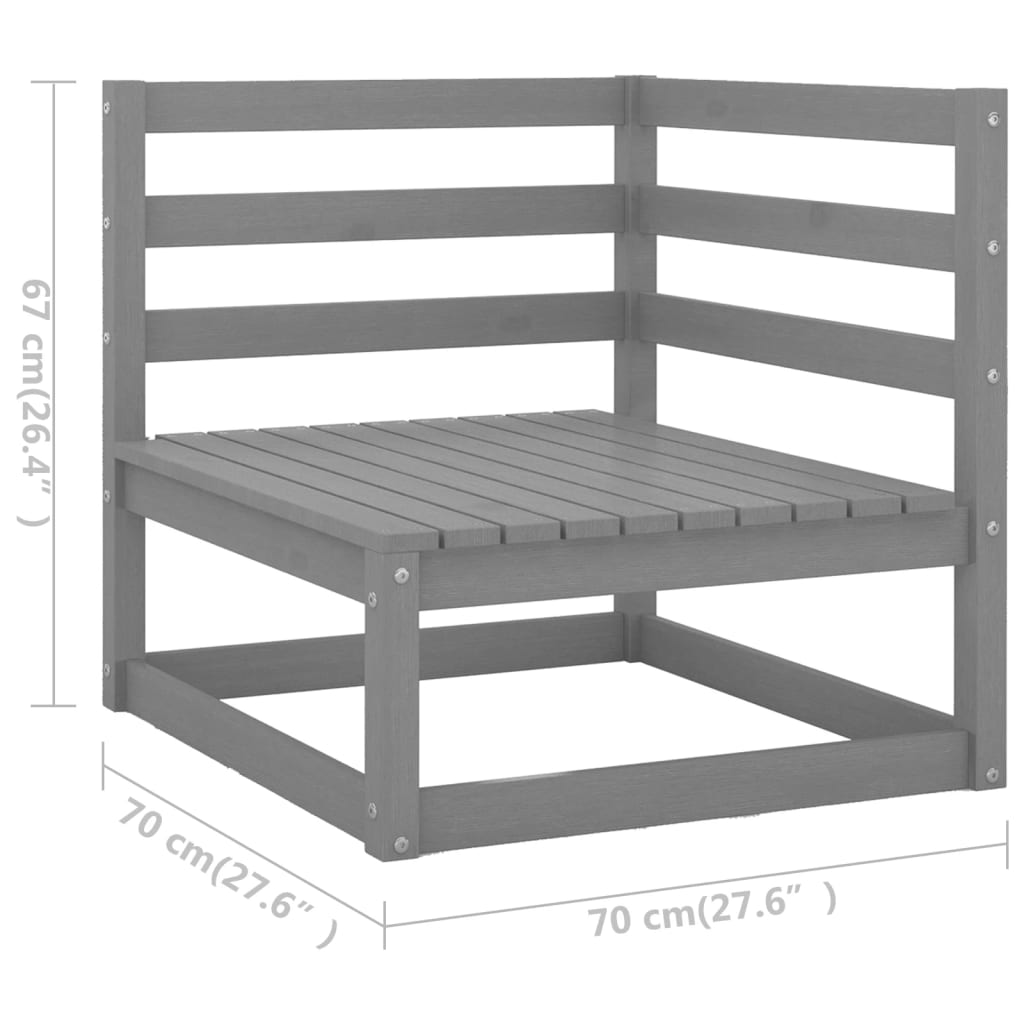 11 pcs conj. lounge de jardim + almofadões pinho maciço cinza - Leva - Me - Contigo