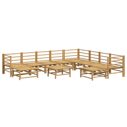 11 pcs conj. lounge de jardim bambu c/ almofadões cinza - claro - Leva - Me - Contigo