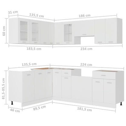 11 pcs conjunto armários de cozinha contraplacado branco - Leva - Me - Contigo