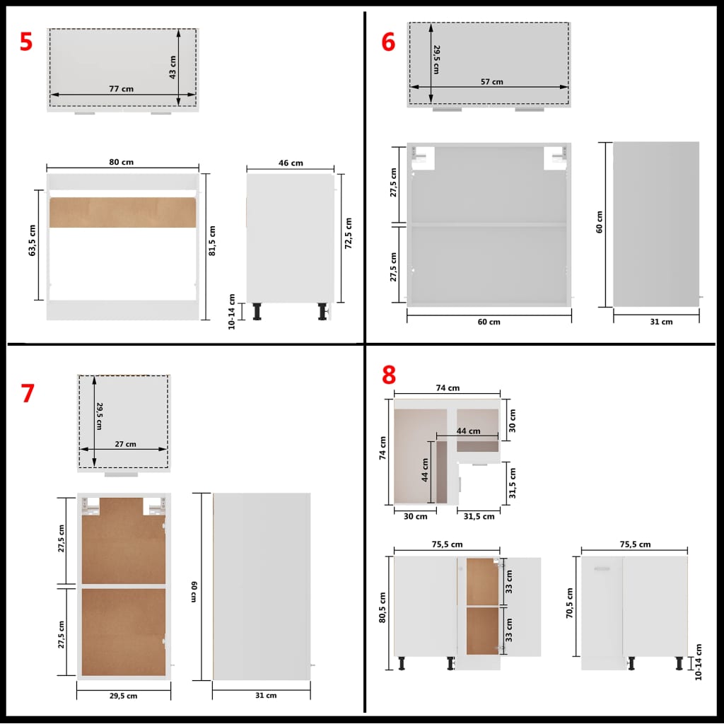 11 pcs conjunto armários de cozinha contraplacado branco - Leva - Me - Contigo