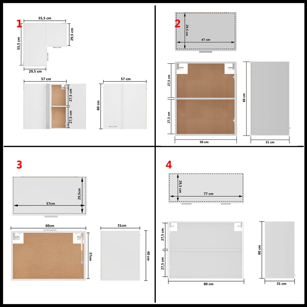 11 pcs conjunto armários de cozinha contraplacado branco - Leva - Me - Contigo