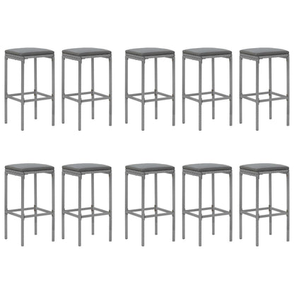 11 pcs conjunto de bar p/ jardim c/ almofadões vime PE cinzento - Leva - Me - Contigo