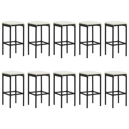 11 pcs conjunto de bar p/ jardim c/ almofadões vime PE preto - Leva - Me - Contigo