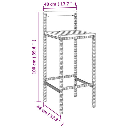 11 pcs conjunto de bar p/ jardim vime PE/acácia maciça cinzento - Leva - Me - Contigo