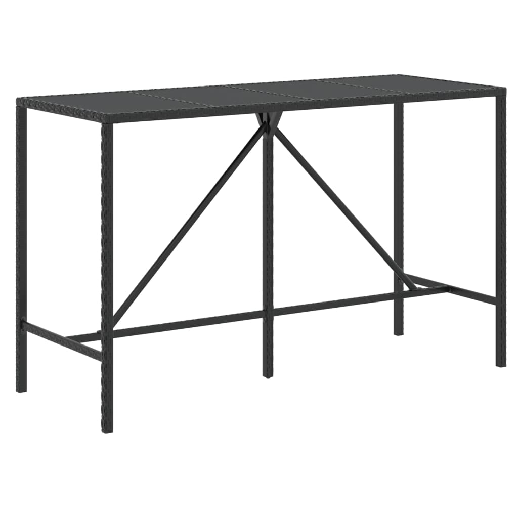 11 pcs conjunto de bar p/ jardim vime PE/acácia maciça preto - Leva - Me - Contigo