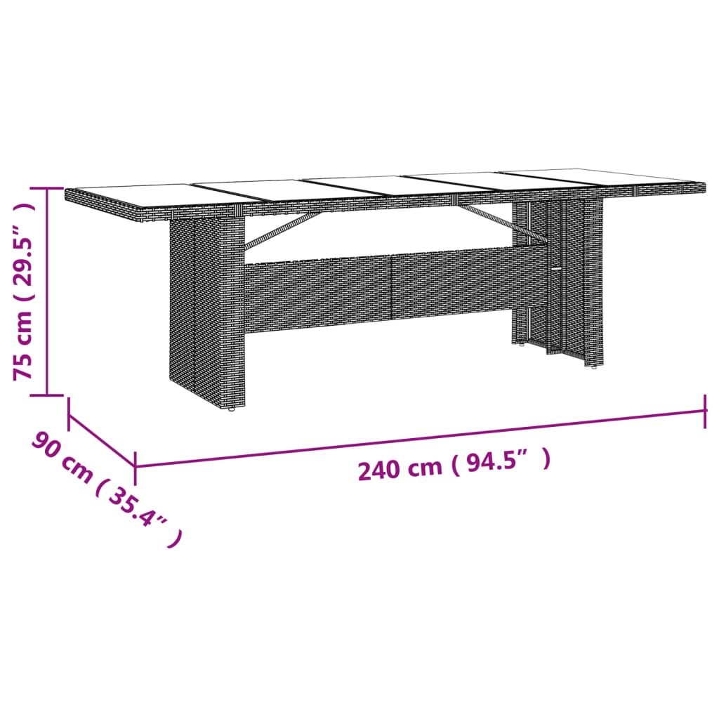 11 pcs conjunto de bistrô p/ jardim c/ almofadões vime PE bege - Leva - Me - Contigo