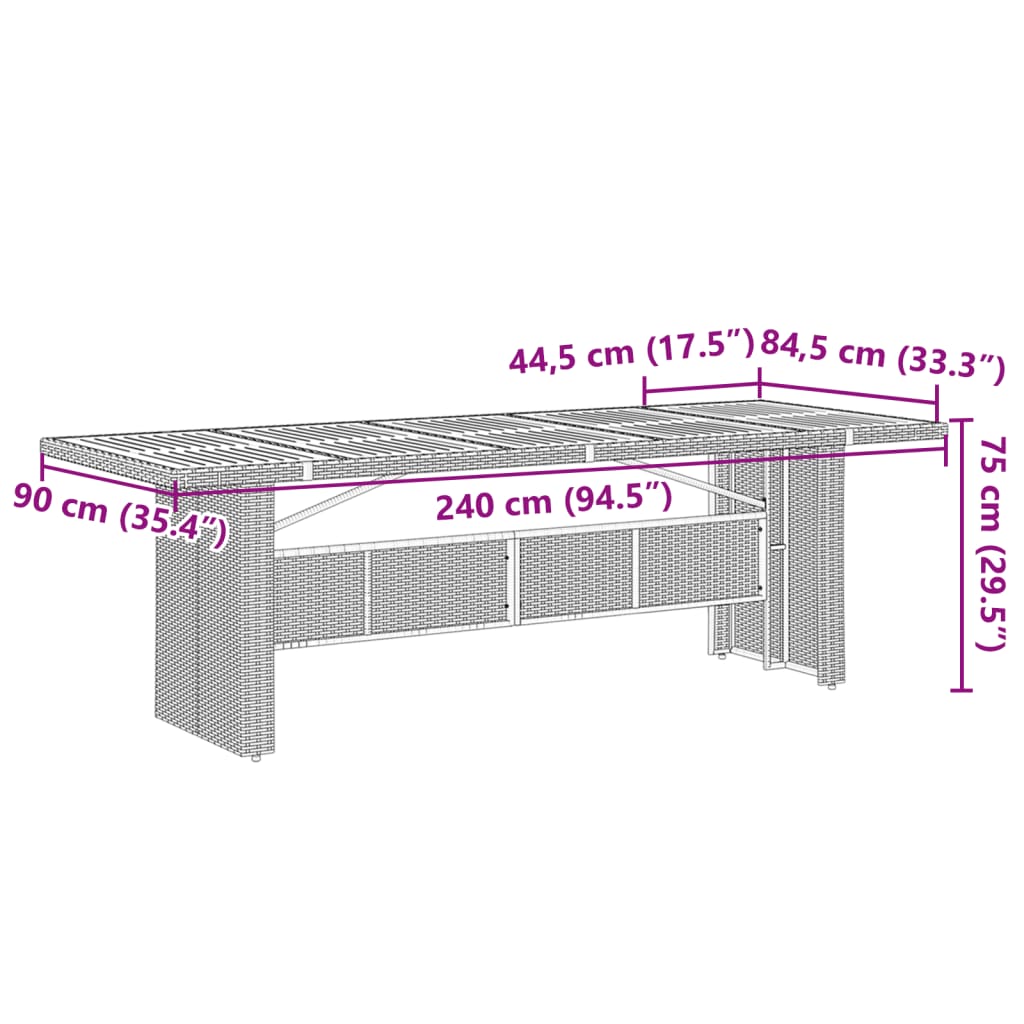 11 pcs conjunto de bistrô p/ jardim c/ almofadões vime PE preto - Leva - Me - Contigo