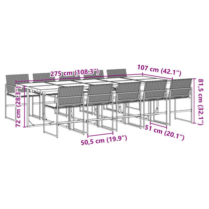 11 pcs conjunto de jantar p/ jardim c/ almofadões vime PE preto - Leva - Me - Contigo