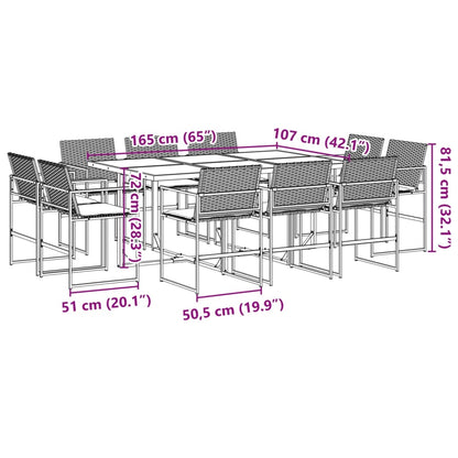 11 pcs conjunto de jantar p/ jardim c/ almofadões vime PE preto - Leva - Me - Contigo