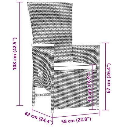 11 pcs conjunto de jantar p/ jardim c/ almofadões vime PE preto - Leva - Me - Contigo