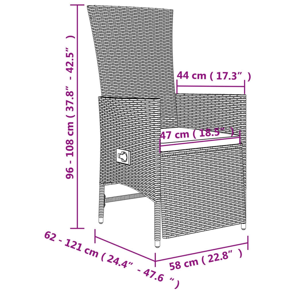 11 pcs conjunto de jantar p/ jardim com almofadões vime PE bege - Leva - Me - Contigo