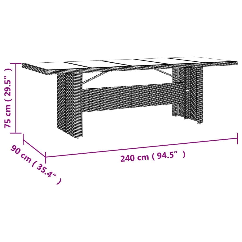 11 pcs conjunto de jantar p/ jardim com almofadões vime PE bege - Leva - Me - Contigo