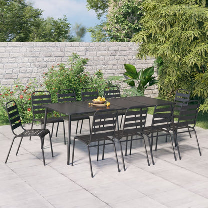 11 pcs conjunto de jantar para jardim aço antracite - Leva - Me - Contigo