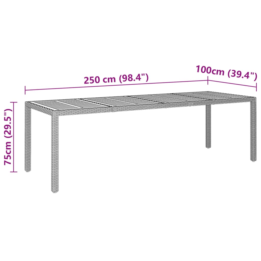 11 pcs conjunto de jantar para jardim vime PE cinzento - Leva - Me - Contigo