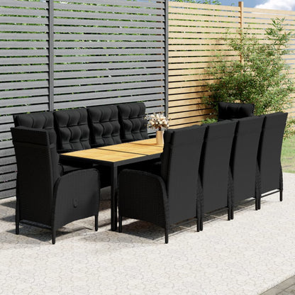 11 pcs conjunto de jantar para jardim vime PE preto - Leva - Me - Contigo