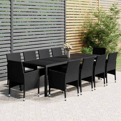 11 pcs conjunto de jantar para jardim vime PE preto - Leva - Me - Contigo