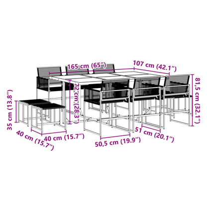 11 pcs conjunto de jantar para jardim vime PE preto - Leva - Me - Contigo