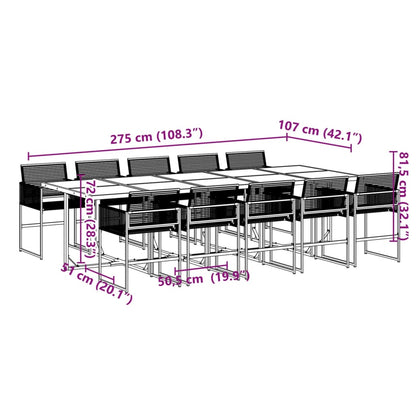 11 pcs conjunto de jantar para jardim vime PE preto - Leva - Me - Contigo